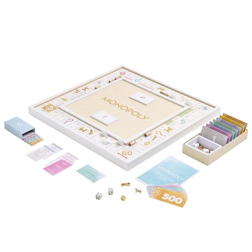WS Game Company Monopoly Bianco Edition with Foil-Stamped Wood Game Board and Premium Components for 2 to 6 Players, Ages 8 and Up