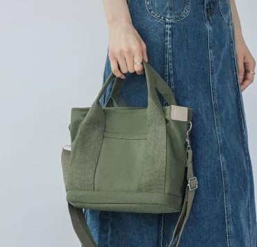 Bolso tote de lona con cremallera – Bolso de mano grande y portátil para viajes, uso diario y almacenamiento en el hogar miniatura 3