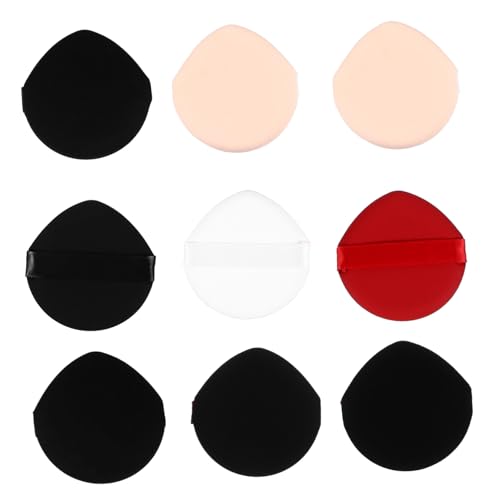 Mikikit 9pièces Houppette à Poudre Pour Visage Houppette à Maquillage Pour Femme Coussin Cosmétique Lavable Et Facile à Nettoyer