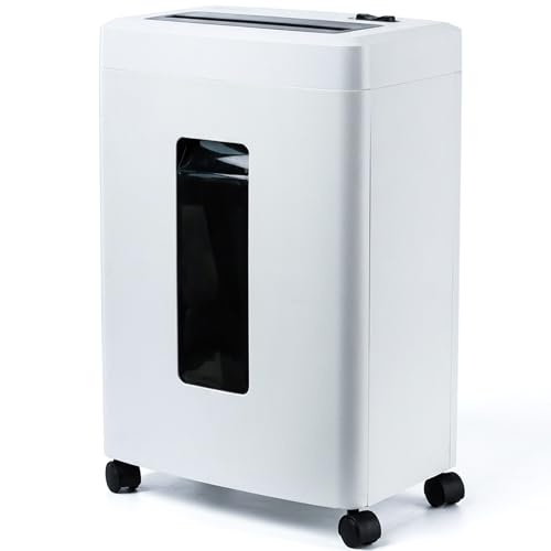 Image of Fonirvanic Heavy Duty Paper Shredder: 10-Sheet P-5 Micro Cut Documents Destroyer 60-Min Run Anti-Jam Quiet Office Shredder with 18L Pull-Out Bin & Wheels for Home/School/Business/Workspace