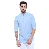 Dennis Lingo Men’s Solid Chinese Collar Casual Shirt