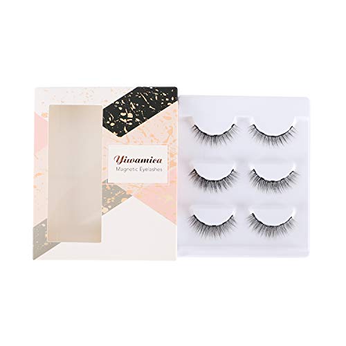 Yiwamica Magnetic Eyelashes to Use with Magnetic Eyeliner 5 Magnets False Lashes 3 Style