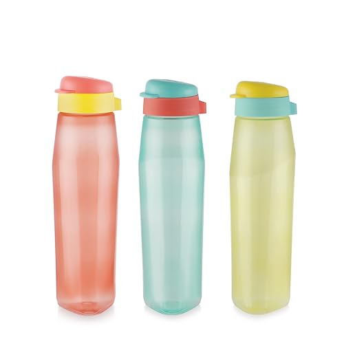 Image of Mastercool BPA-Free Sipper Water Bottles Set of 3, 850ml, Multicolor | Leakproof Frosted Lightweight Fridge Bottles with Flip Lids for Gym, Office, School & Travel