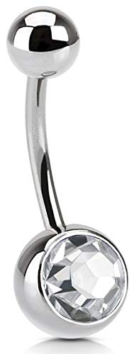 Via Mazzini 8mm Ball 316L Surgical Stainless Steel Belly Button Navel Ring for Women and Girls (BB0006)