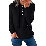 【Funktionales Design】Sweatshirt Damen: Lange Ärmel und körpernahe Passform für volle Bewegungsfreiheit. Kapuze schützt bei Wind, praktische Kangaroo-Tasche für Kleingut.