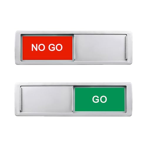 Image of Go No Go Sign,Magnetic Slider Door Signs For Home, Office Restroom Conference Hotels,Easy To Read, Non-Scratch Room Status Tells Whether Go No Go,7'' x 2'' - Silver