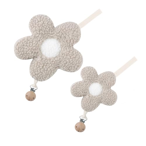 Image of Baby Daisy Pacifier Clip Holder,Light and Soft Dummy Holder Binky Holder Handmade 2 Pack
