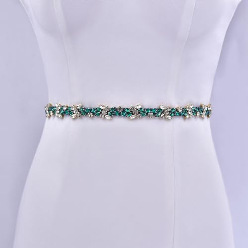 Bride Wedding Belt Bridesmaid Dress Belt Accessories Dark Green Diamond Handmade Suitable for wedding parties4