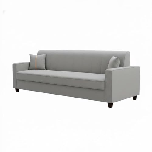 Image of FURNY Cosmos 3 Seater Fabric Sofa Set (Light Grey) Premium Velvet Finish | Durable Comfort | Ideal for Living Room