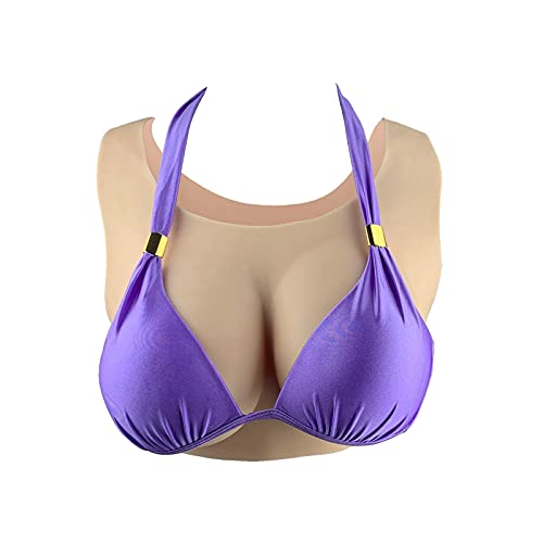 Faux Seins Prothèses Mammaires en Silicone à Col Rond Fausse Poitrine Travestis Bonnets D pour Transsexuels Travestis Cosplay Crossdresser Déguisement Drag Queen Cover
