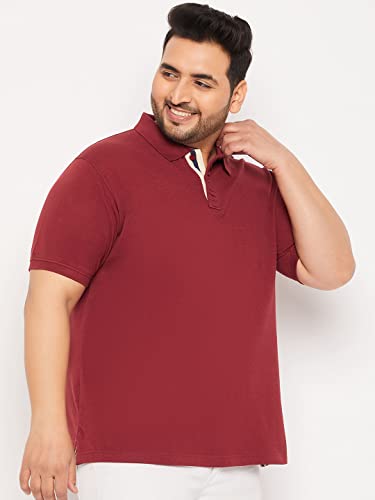 Image of Club York Men Cotton Blend Half Sleeve Polo Neck Solid Plus Size T-Shirt