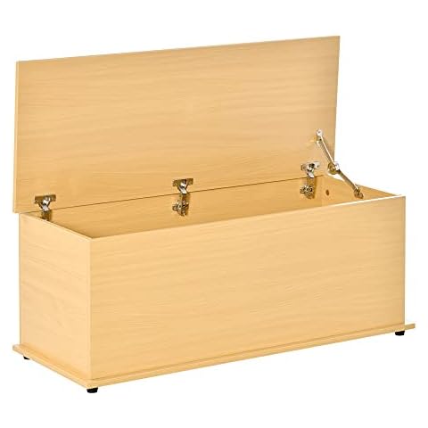 HOMCOM Burlywood Storage Box with Lid Cover