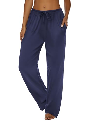 Image of Ekouaer Women Pajama Pants Comfy Pj Bottom with Pockets Stretch Plaid Sleepwear