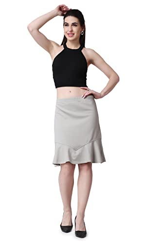 Image of POPWINGS Casual Twill Frill Knee Length Pencil Skirt for Women || Stylish Summer Skirt for Women || Knee-Length Skirt for Women || Semi-Formal Women Skirt