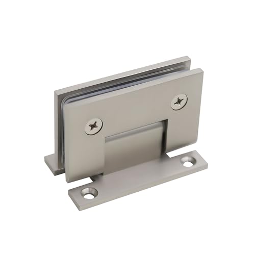 Menginvent Brass Glass Door Hinge 90 Degree Shower Door Hinges Heavy-Duty Shower Door Replacement Kit for 5/16-1/2(8-12mm) Frameless Glass Doors Brushed Nickel