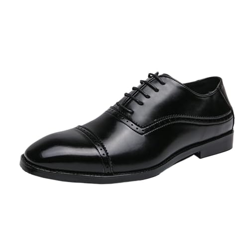 Mens Oxford Dress Shoes Genuine Leather Formal Business Wedding Shoes Classic Vintage Style Office Tuxedo Comfortable Lace up