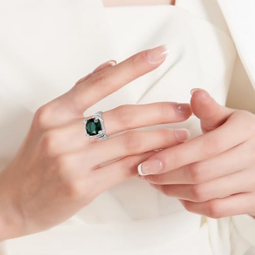 Designer 18K Gold-plated Cable Rings Statement Synthetic Emerald Engagement Ring For Women Trendy Gift3