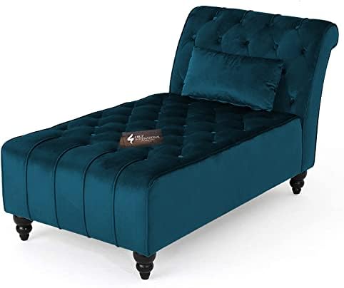 Modern 3-Seater Fabric Sofa - Stylish Settee Diwan Couch with Chaise Lounge for Home, Living Room, and Office - 100+ Fabric Colors Available (Dark Sky Blue)