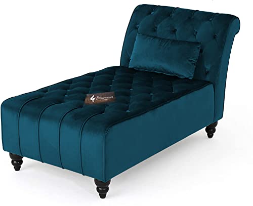 Modern 3-Seater Fabric Sofa - Stylish Settee Diwan Couch with Chaise Lounge for Home, Living Room, and Office - 100+ Fabric Colors Available (Dark Sky Blue)