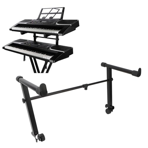 Ejoyous Elevador de Soporte para Teclado, Adaptador de Extensión en Forma de L para Teclado de Piano Electrónico, Soporte de Doble Nivel con Ajuste de Ancho de 42 a 75 Cm, Compatible con