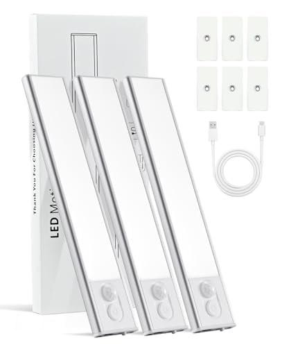 Under Cabinet Lighting Rechargeable, Dimmable Magnetic Motion Sensor Under Cabinet Light, 1100 mAh Wireless LED Under Counter Lights - Kitchen, Closet, Stairs, Hallway