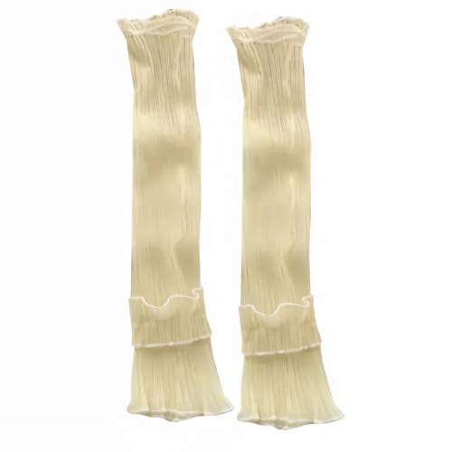 Mangas de brazo de encaje de tul transparente sin dedos color crema