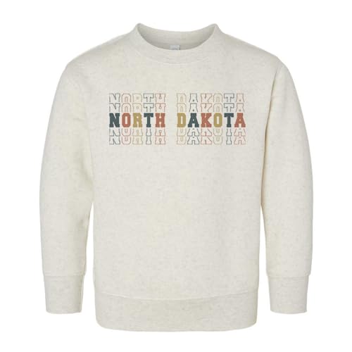 Stacked North Dakota Kids Sweatshirt Toddler 2T Natural Heather