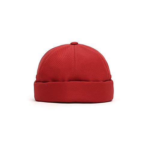 Undercontrol Brimless Sailor Fisherman Leon Hat Rolled Cuff Harbour No Visor Miki Skull Docker Beanie Cap For Men & Women (Red) #TOP2