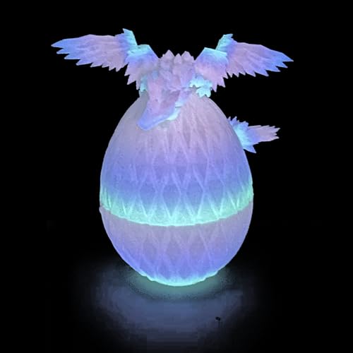 Flavery 3D Printed Dragon Egg - Glow Rainbow - 7" Dragon Inside