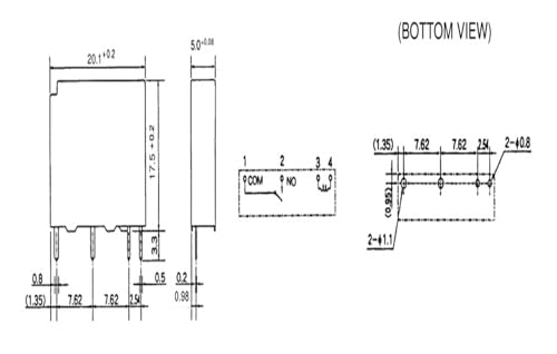 Relé NY5W-K de 4 pines mini interruptor electromagnético 5V para PCB 2