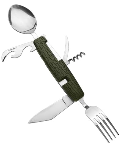 FDCGAS Set di Posate da Campeggio, 6 in 1 Posate staccabili,Set di Posate da Viaggio,Campeggio Stoviglie Forchetta Cucchiaio Camping Utensile,per il campeggio, outdoor e trekking
