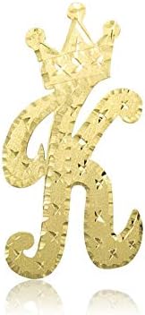 10K Solid Yellow Gold Custom Crown Initial Letter Stud Earrings