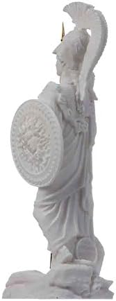 Athena With Owl Medusa Shield Greek Goddess Alabaster Statue 6.69"