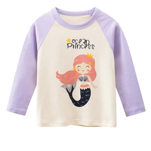 Image of Toddler Girls 2-Pack Long Sleeve T-Shirts Casual Graphic Cotton Tee Shirts (US, Age, 3 Years, Pink /Purple)