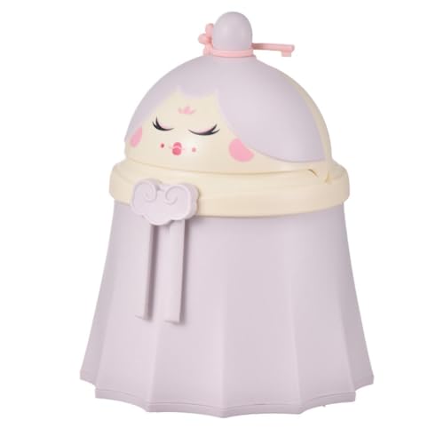 Image of Mini Desktop Trash Bin Small Trash Can with Lid, Countertop Wastebasket, Pink Chaise Desktop Trash Can Cute and Elegant Plastic Storage Bucket