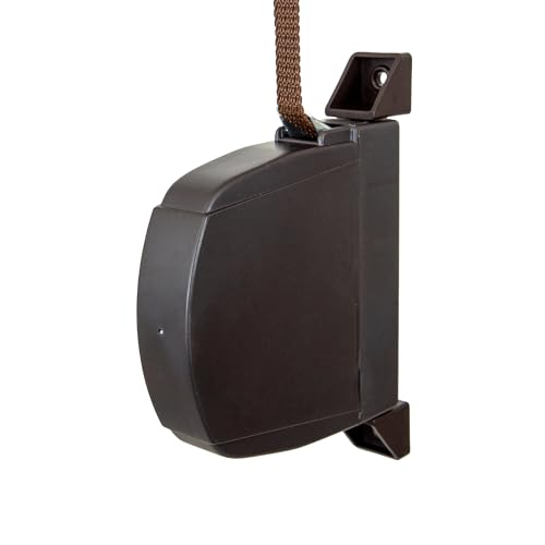 TELKES - Recogedor de Persiana Exterior Abatible - Enrollador de sobreponer con cinta para fijación en Pared o Marco Ventana - Sistema Universal (Chocolate, Cinta 14mm)