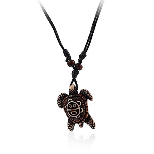 Pingyongchang Artificial Bone Carving Sea Turtles Pendant Necklaces Gifts for Women Men Adjustable Rope 6/10 Pcs -10Pcs3