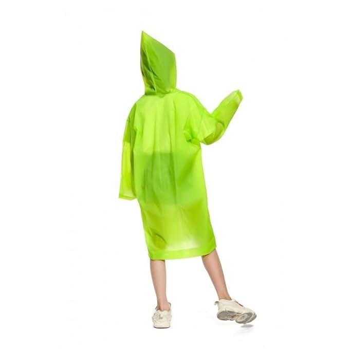 VKG Kids Plain Hooded Raincoat with & Side Pocket| Rain Fighter I Rain Coat for Boy's I Girl's with Carrying Pouch (Green) (2-3Years) 2
