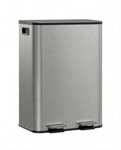 Caneca de basura de acero inoxidable 2 compartimentos 60 L