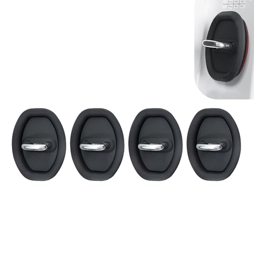 culycey 4 PCS Door Latch Lock Covers Silicone Door Latch Protective Cover Self-adhesive Anti-rust Noise Dampers Car Door Protector Universal for Most Cars Trucks SUVs (Black)