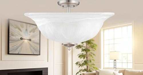 Image of Aspen Creative 25016-65-1 Replacement Alabaster Glass shade for Flush Mount or Semi-Flush Mount, 1 /2 inch Center Hole, 11-5 /8 inch Diameter x 3-7 /8 inch Height