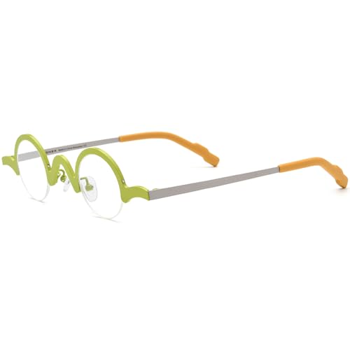Image of FONEX Colorful Pure Titanium Glasses Frame Women Retro Round Eyeglasses