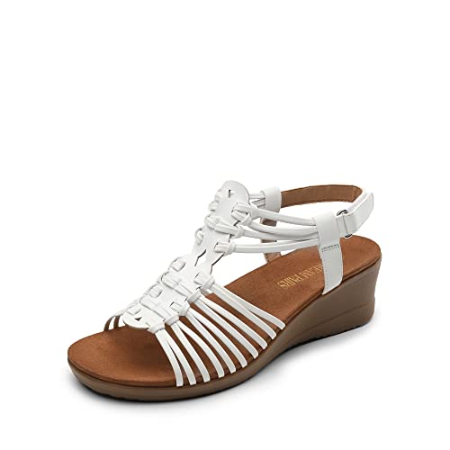 Image of DREAM PAIRS Women's Comfortable Strappy Low Heel Open Toe Slip-On Wedge Sandals Arch Support for Summer Dressy Shoes