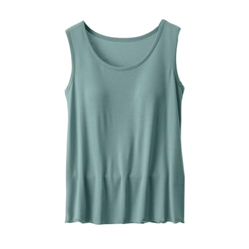 Women Tank Tops with Built In Bras Sleeveless Racerback Casual Basic Ribbed Shirts High Neck Slim Fit Tops