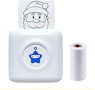 Portable Thermal Printer, Mini Bluetooth Mobile Printer Compatible with Android & iOS, 300DPI Wireless Pocket Picture Printer for iPhone Working Listing, Notes, Journal, Travel (White-Blue, TP2)