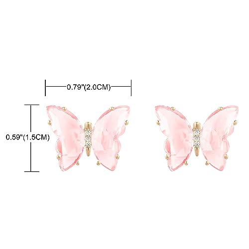 YOQUCOL Butterfly Shape Crystal Clip On Earrings Gold Non Pierced Golden Stud for Women2