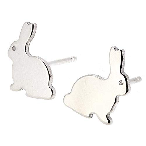 Bunny Rabbit Stud Earrings Polished Sterling Silver Handmade in USA