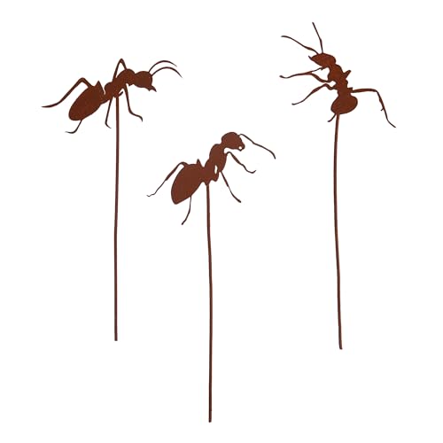 UNUS Gartenstecker Rost Ameisen im 3er Set