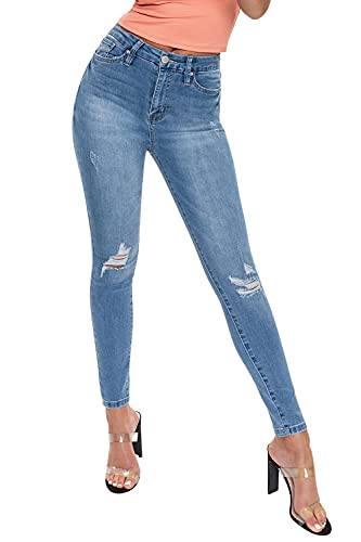 Ymi Women's Junior Wannabettabutt Curvy Fit High-Rise Skinny Jeans (Rips+Whiskers M1707, 3, Numeric_3) #TOP1