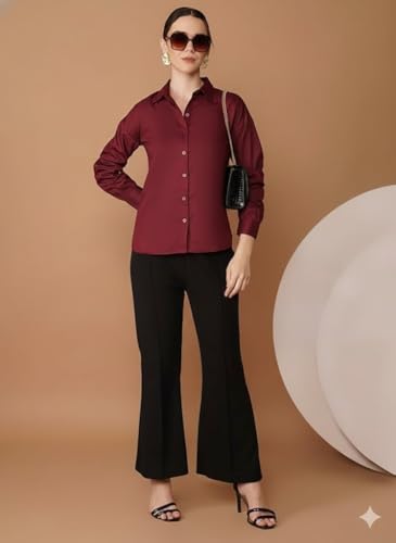 Image of OOMPH! Full Sleeve Stylish Western Drop Shoulder Shirts for Women Regular fit Shirts for Woman